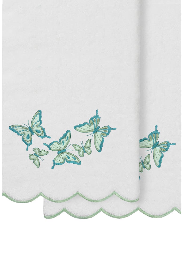 2-Piece Brittney Embroidered Turkish Cotton Bath Towel Set, Alternate, color, WHITE/ GREEN