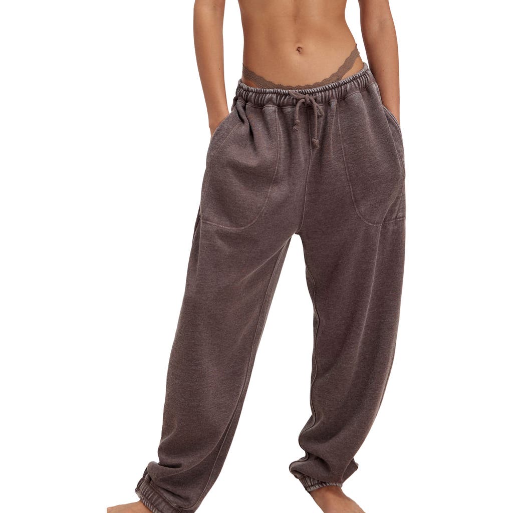 Free People Slow It Down Cotton Blend Joggers In Brown