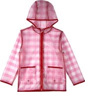 MeMoi Kids Checkered Raincoat with Self-Storage Pouch