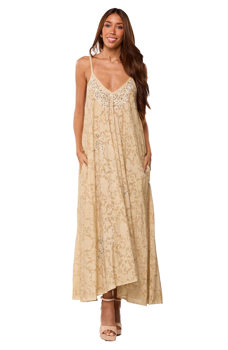 RANEES Embroidered Cover-Up Dress, Alternate, color, Beige