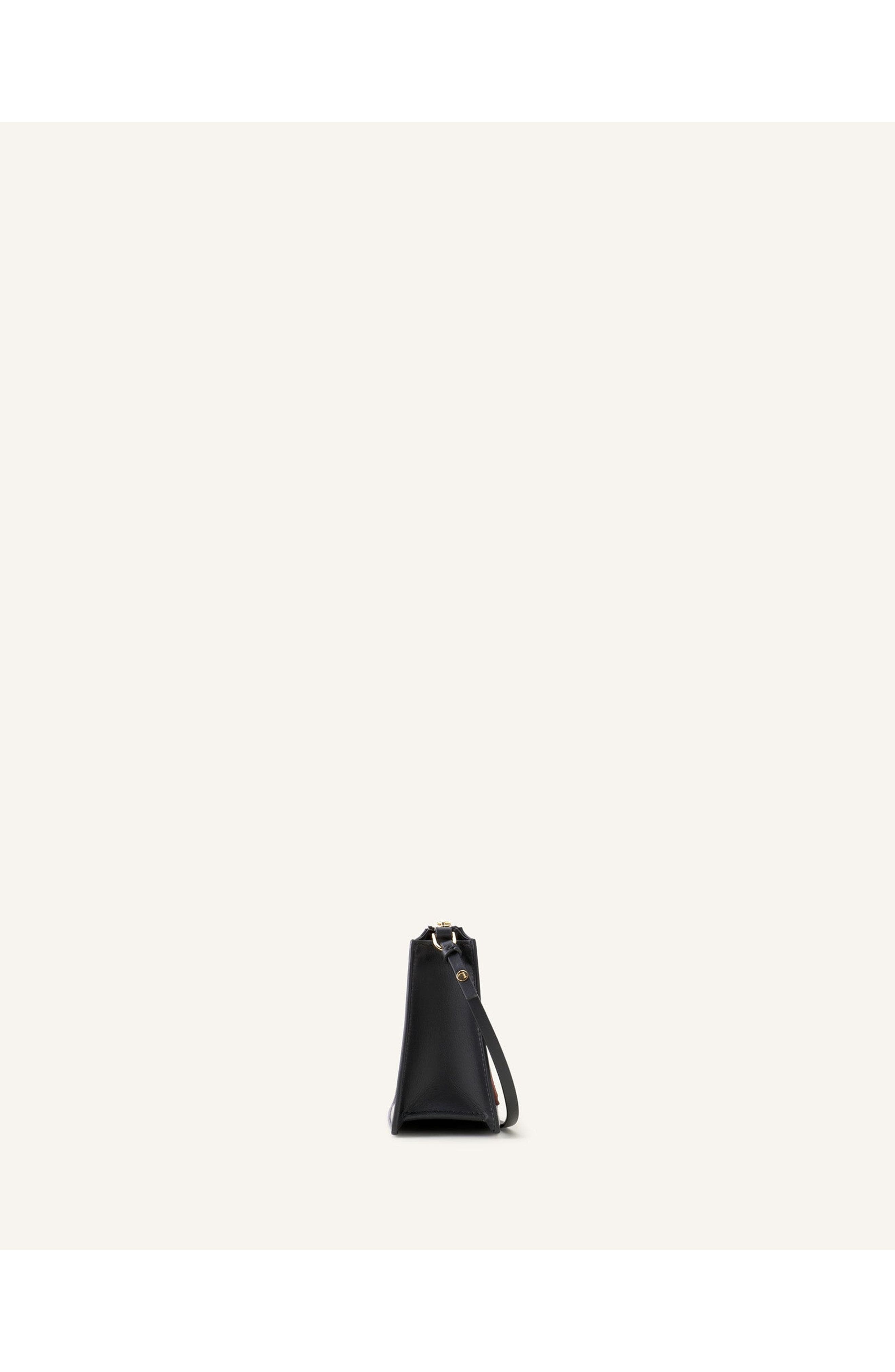 Lanvin Compagnon Small Zipped Bag In Smooth Leather, Alternate, color, Black/Cognac