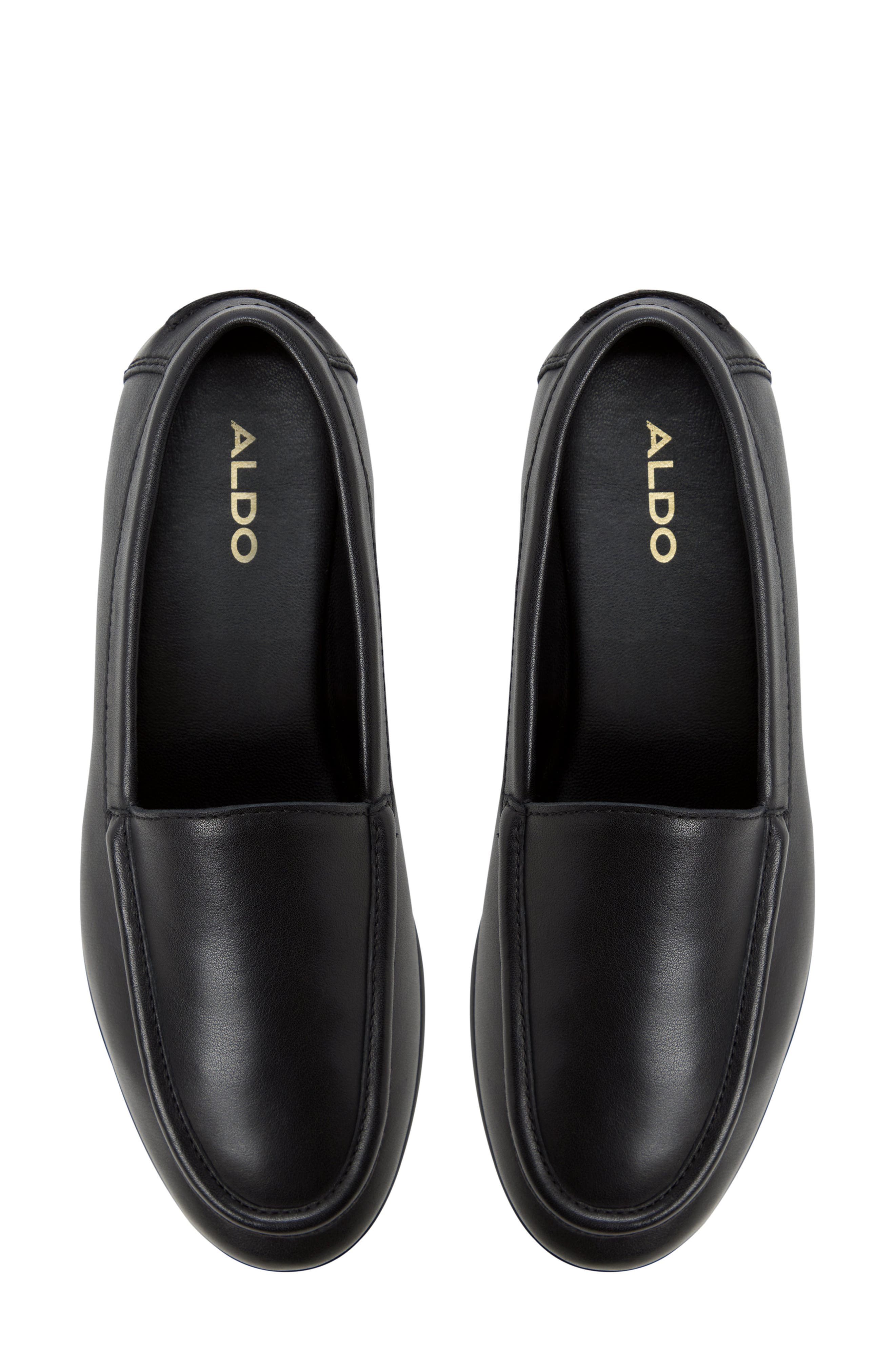 ALDO Ambar Leather Loafer, Alternate, color, Black