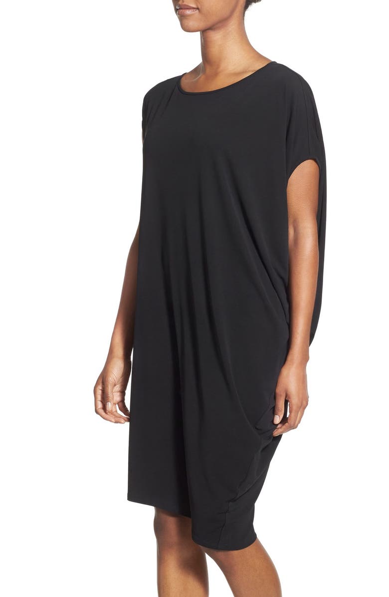 Eileen Fisher Asymmetrical Ballet Neck Silk Jersey Dress, Alternate, color, 