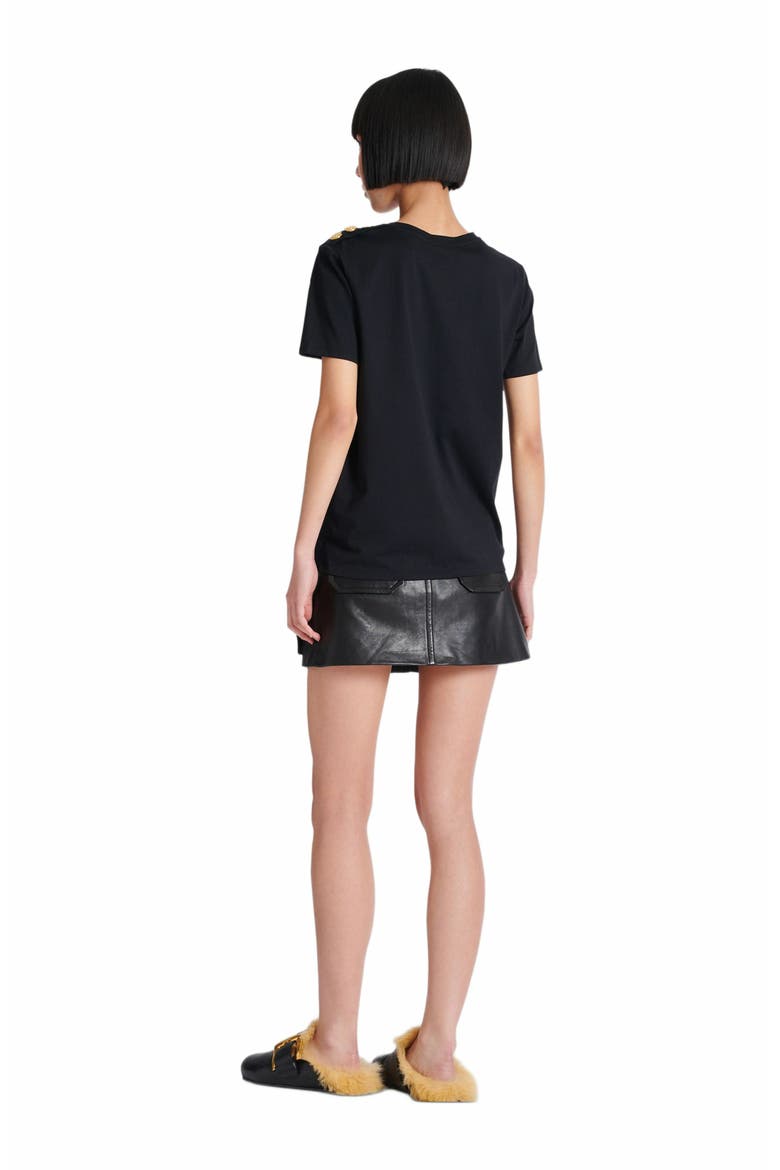 T-Shirt With Balmain Paris Print With Buttons, Alternate, color, Black