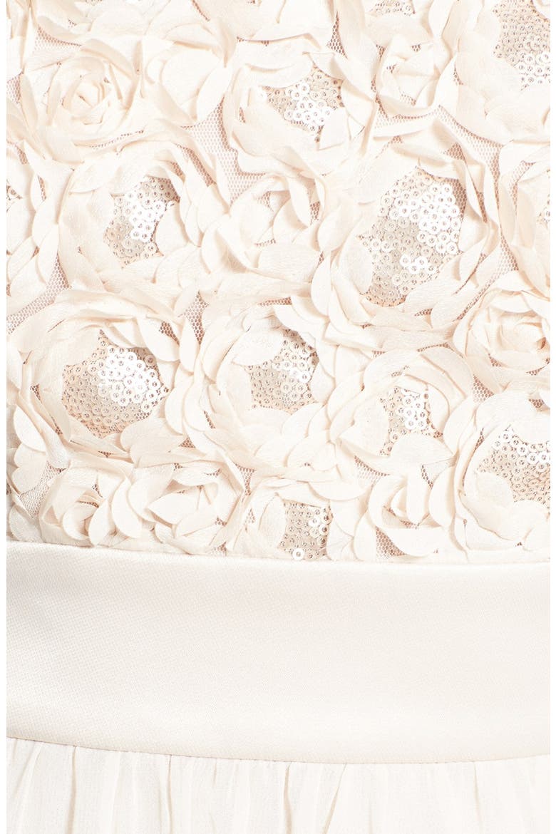 Rosette Bodice Skater Dress, Alternate, color, CHAMPAGNE