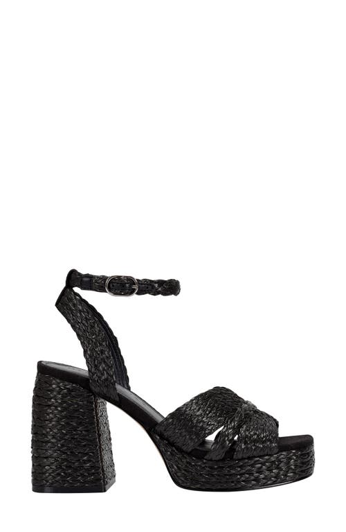 Marc Fisher Ltd Janie Raffia Ankle Strap Platform Sandal In Black