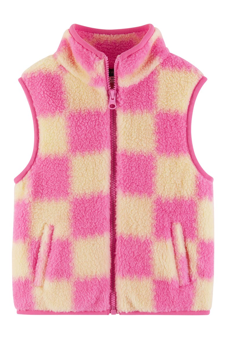 Kids' Fleece Check Vest, Main, color, PINK CHECKER