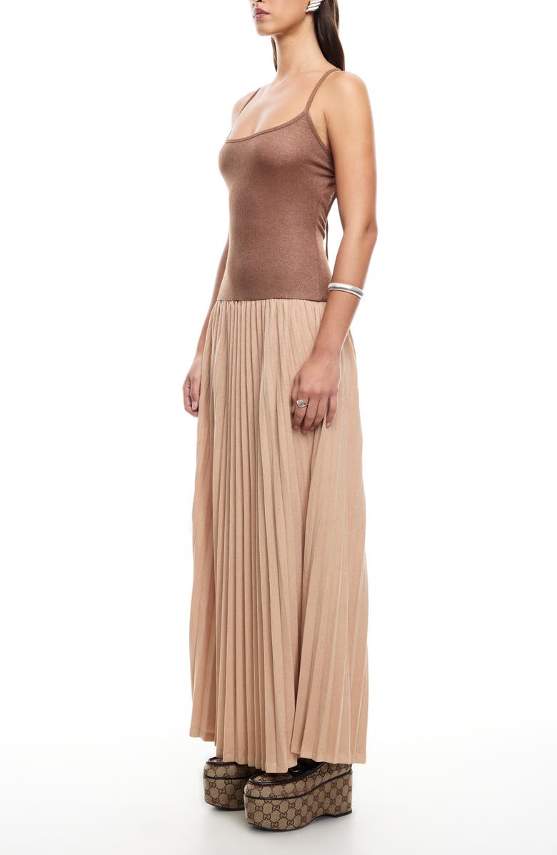 LIONESS Renissance Mixed Media Maxi Dress, Alternate, color, Chocolate