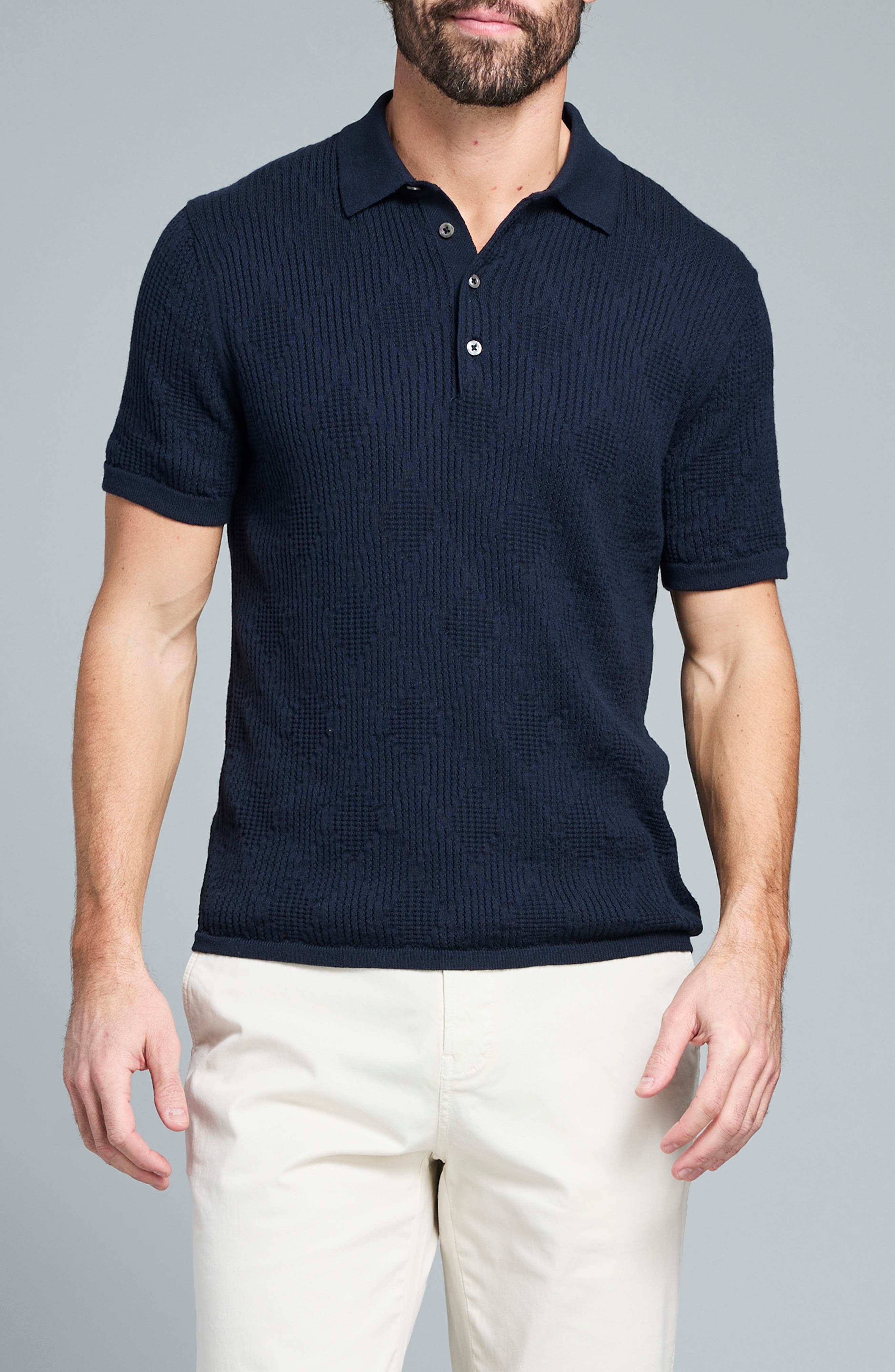 Diamond Stitch Polo Sweater - image 3