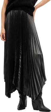 AllSaints Phia Metallic Pleated Skirt