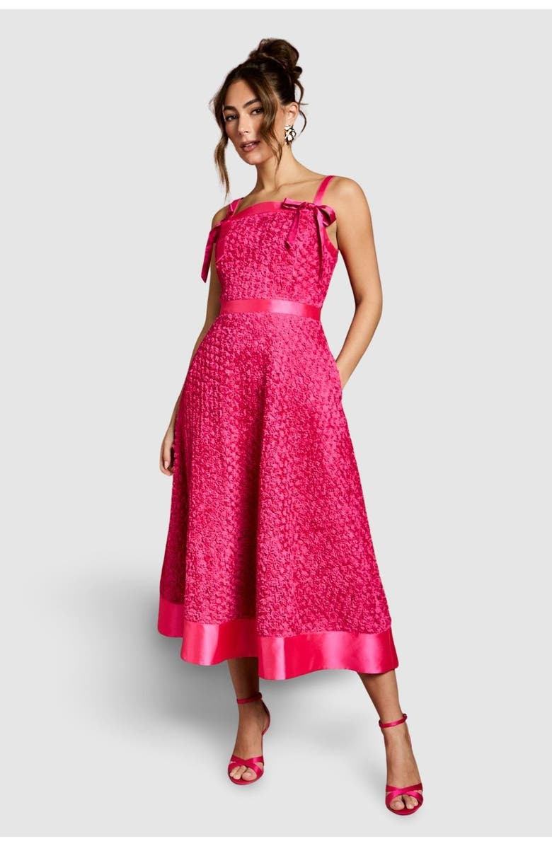 Coast 3D Flower Strappy Midi Dress, Main, color, Pink