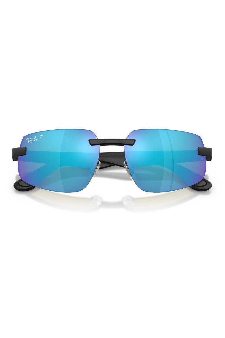 60mm Polarized Irregular Sunglasses, Alternate, color, SAND BLACK / POLAR GREEN BLUE