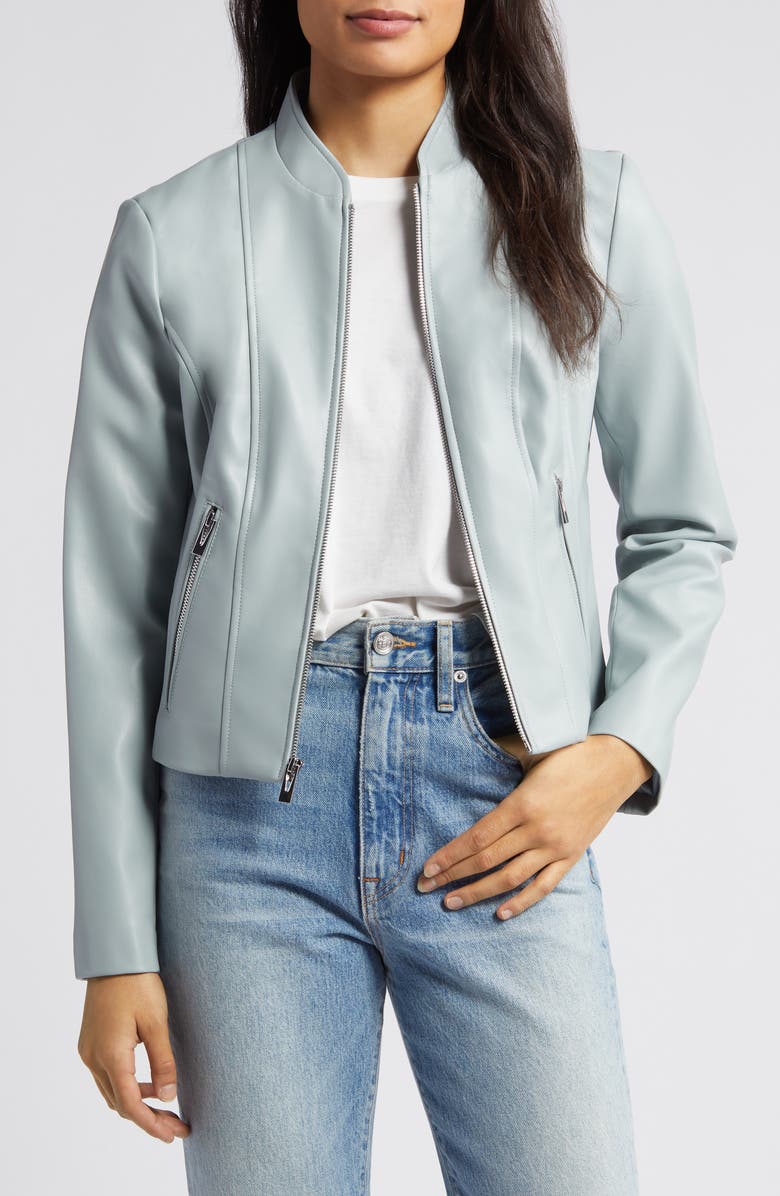 Via Spiga Faux Leather Jacket, Main, color, Dove Grey