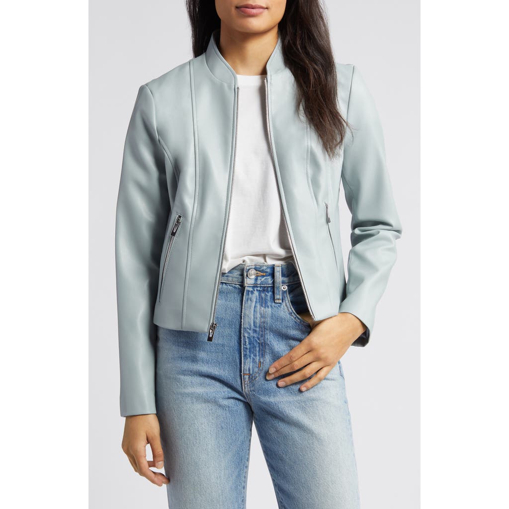 Via Spiga Faux Leather Jacket in Dove Grey  product