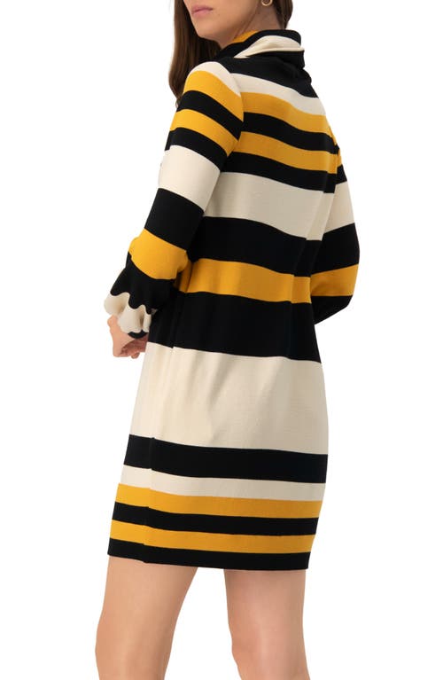 Ivonne Long Sleeve Color Block Shift Dress In Multi