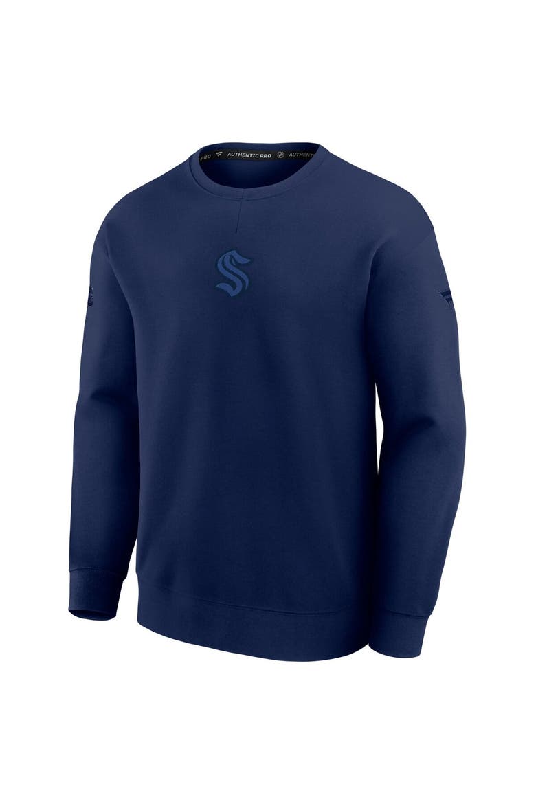 Men's Fanatics Deep Sea Blue Seattle Kraken Authentic Pro Road Tri-Blend Sweatshirt, Alternate, color, Navy