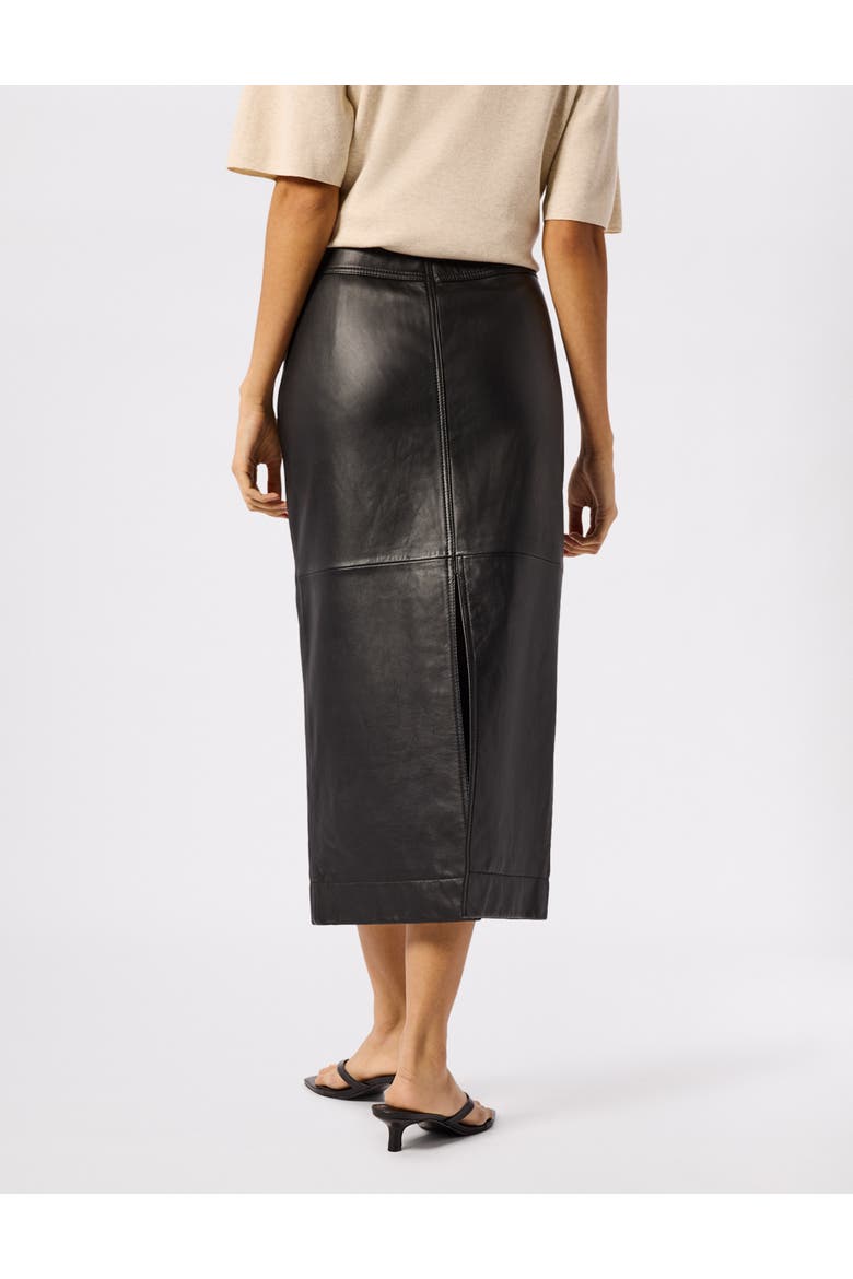 Panelled Leather Midi Skirt, Alternate, color, Black
