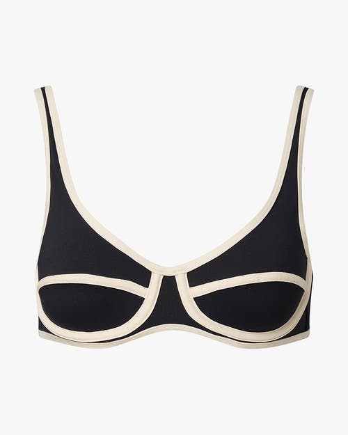 Weworewhat Scoop Neck Underwire Bikini Top In Dk Navy/offwh