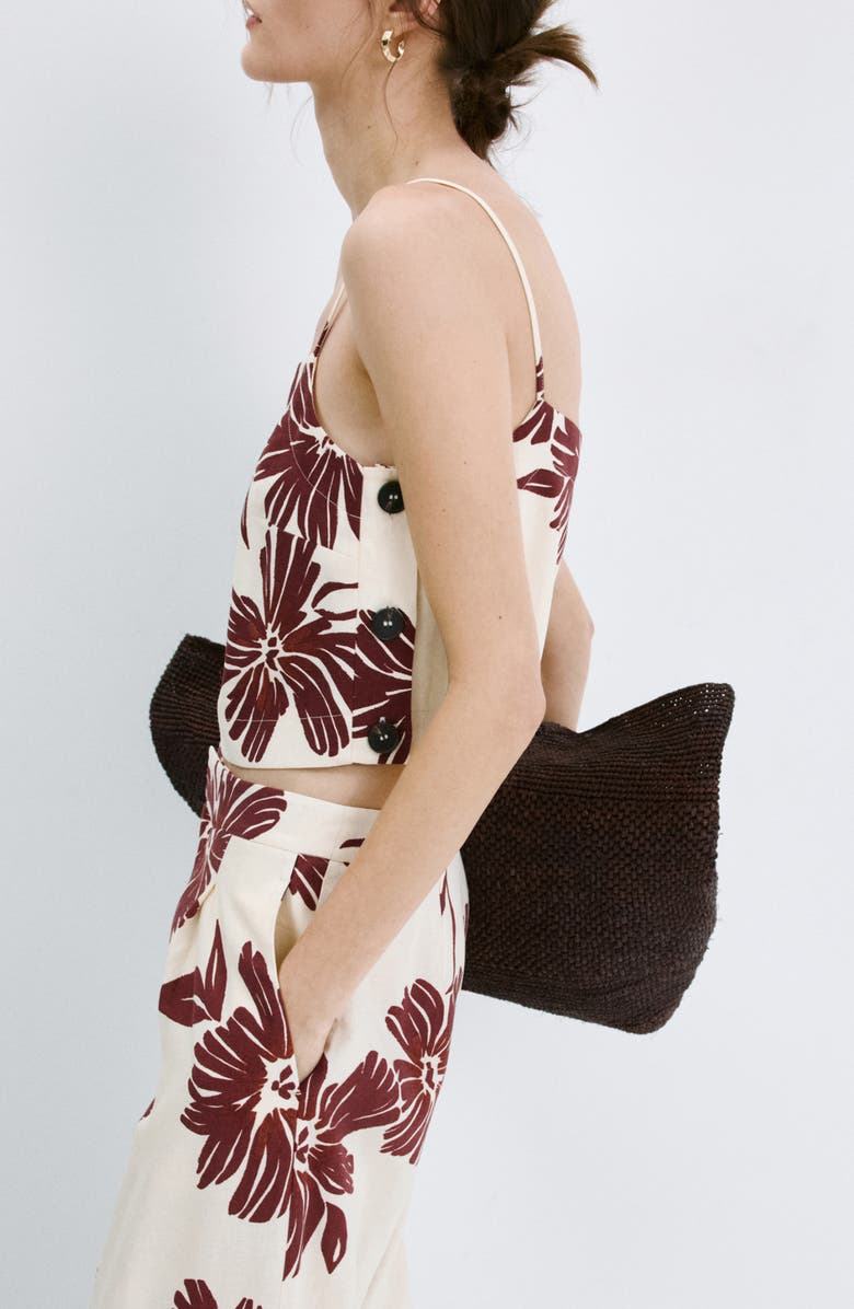 MANGO Floral Cotton Tank, Alternate, color, Ecru