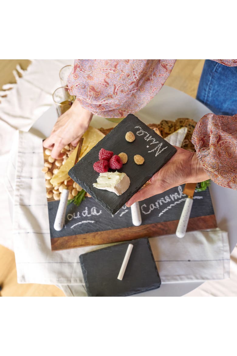 Slate Tapas Plates Set of 4, Alternate, color, Black