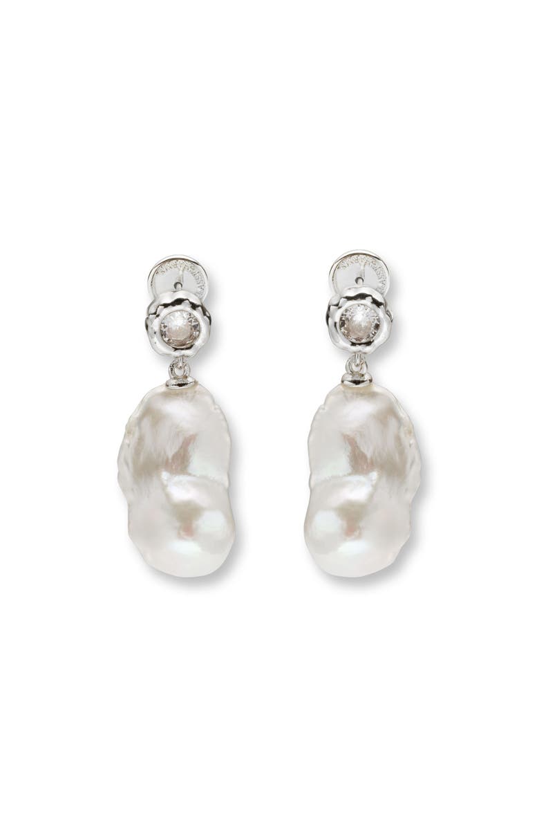 Classicharms Skyler Freshwater Baroque Pearl Drop Earrings, Main, color, Silver/Clear