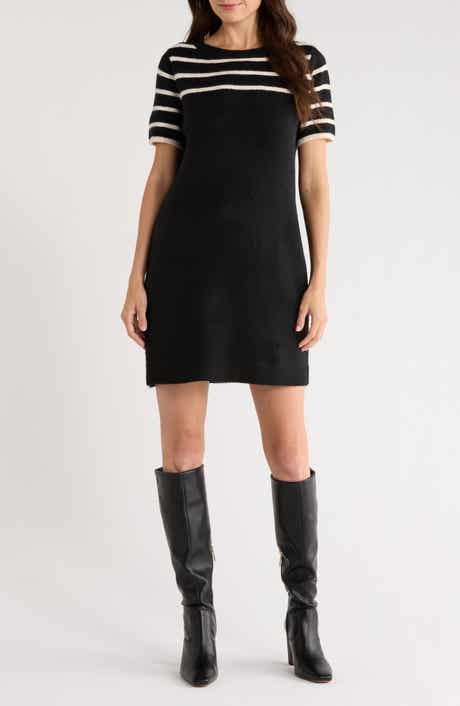 Halogen® Stripe Short Sleeve Sweater Dress