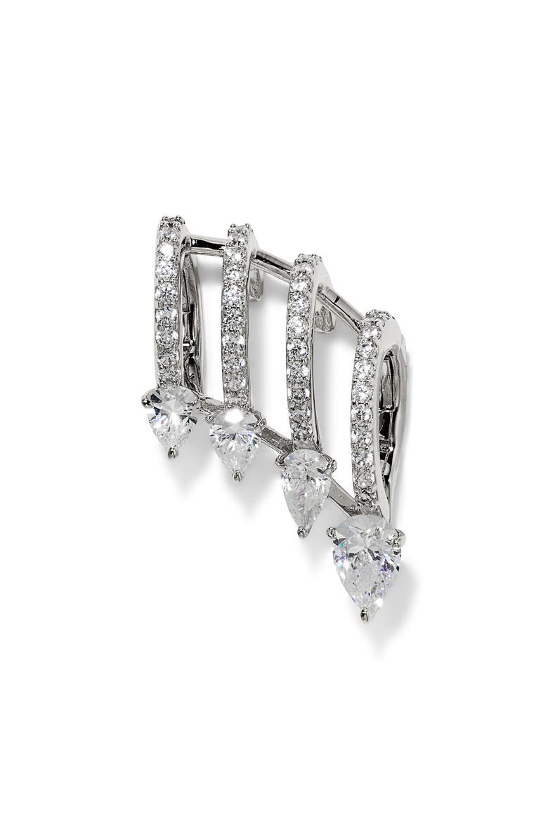 Nadri Cubic Zirconia Multi Row Ear Cuff, Main, color, Rhodium