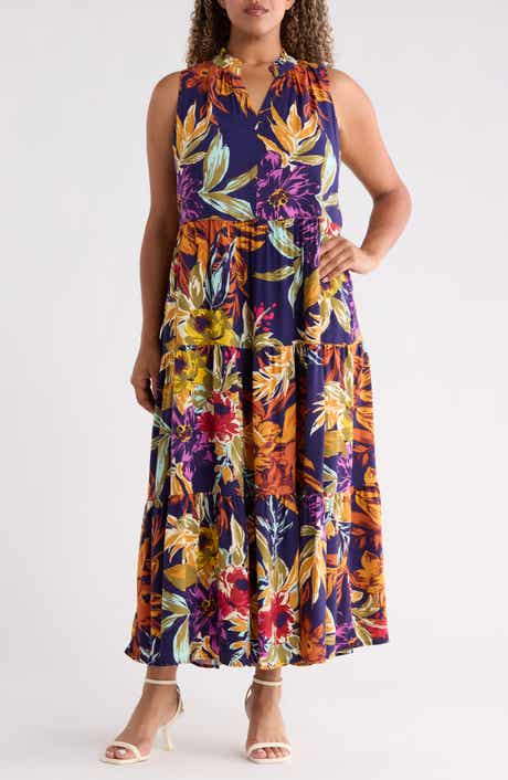 Print Sleeveless Tiered Maxi Dress
