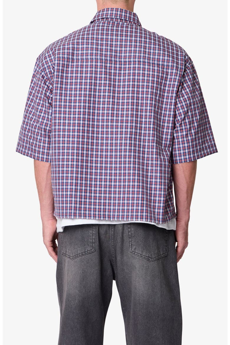Crispy Plaid Poplin Button-Up Shirt, Alternate, color, RED/ BLUE