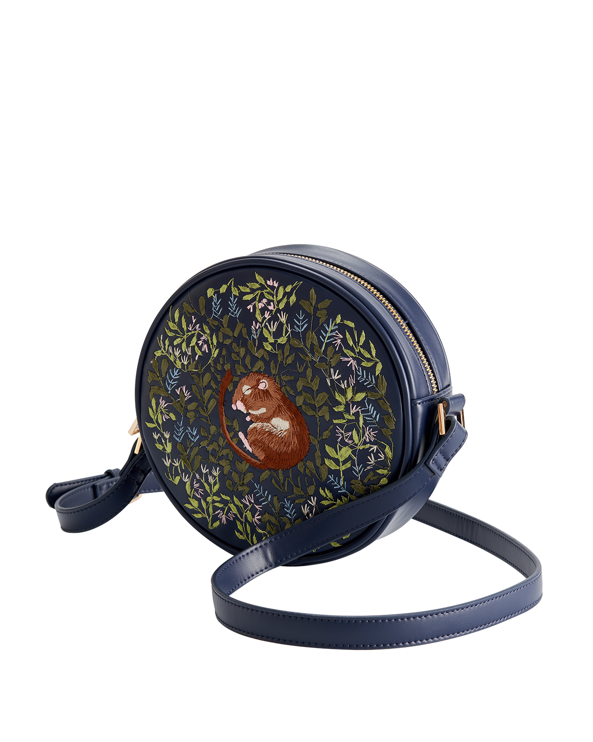 Fable England Chloe Circle Bag Embroidered Dormouse Navy, Alternate, color, Navy