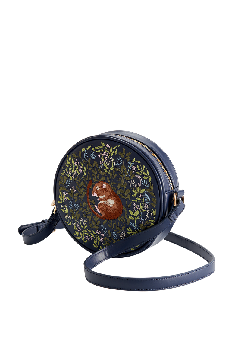 Fable England Chloe Circle Bag Embroidered Dormouse Navy, Alternate, color, Navy