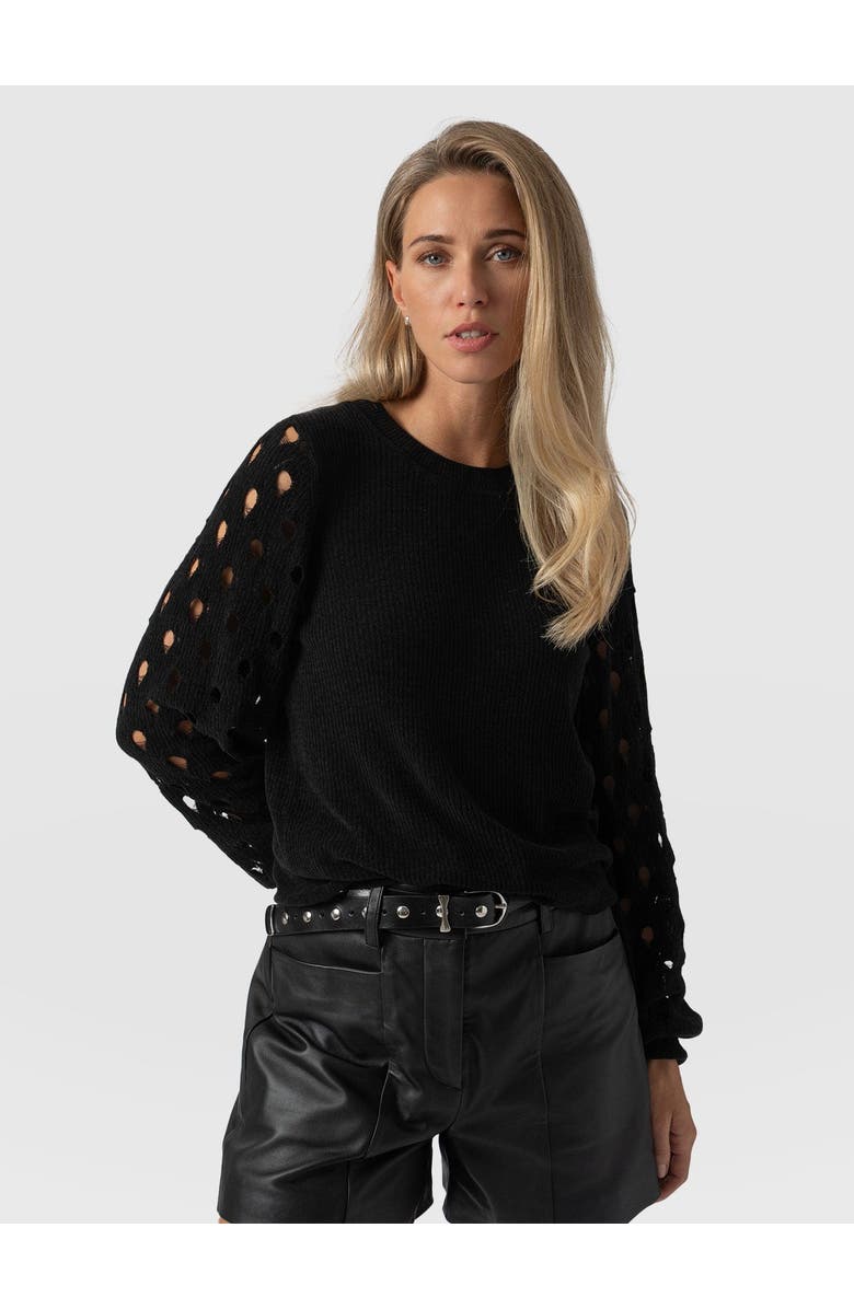Saint + Sofia Suki Lace Hole Knit, Alternate, color, Black
