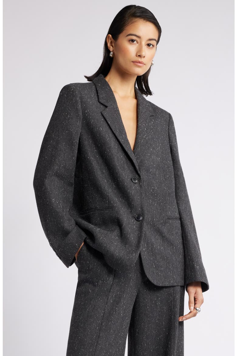 Textured Boyfriend Blazer, Main, color, LIGHT GREY SPECKLE