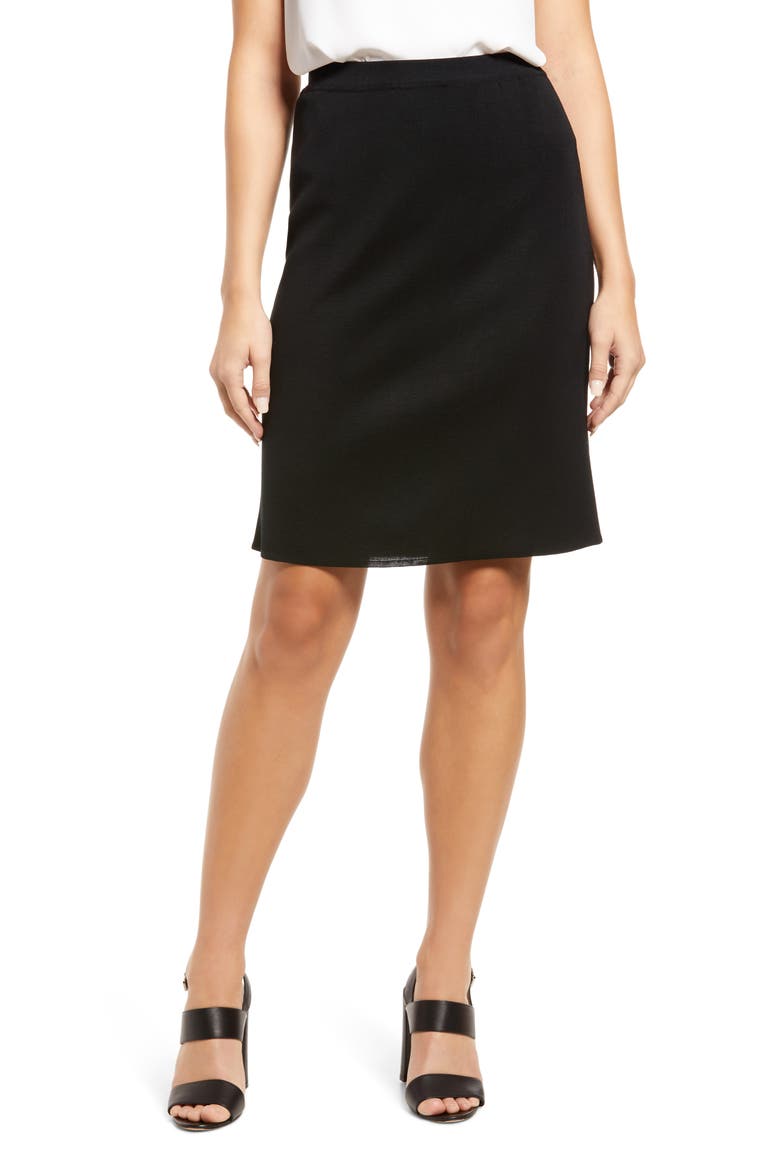 Knit Pencil Skirt, Main, color, BLACK
