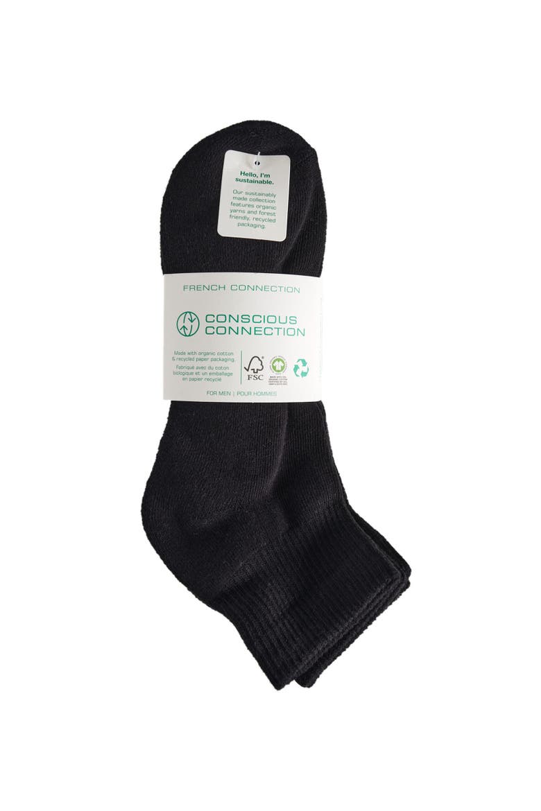 Organic Cotton Half Cushion Quarter Sock 5-Pack, Alternate, color, Black