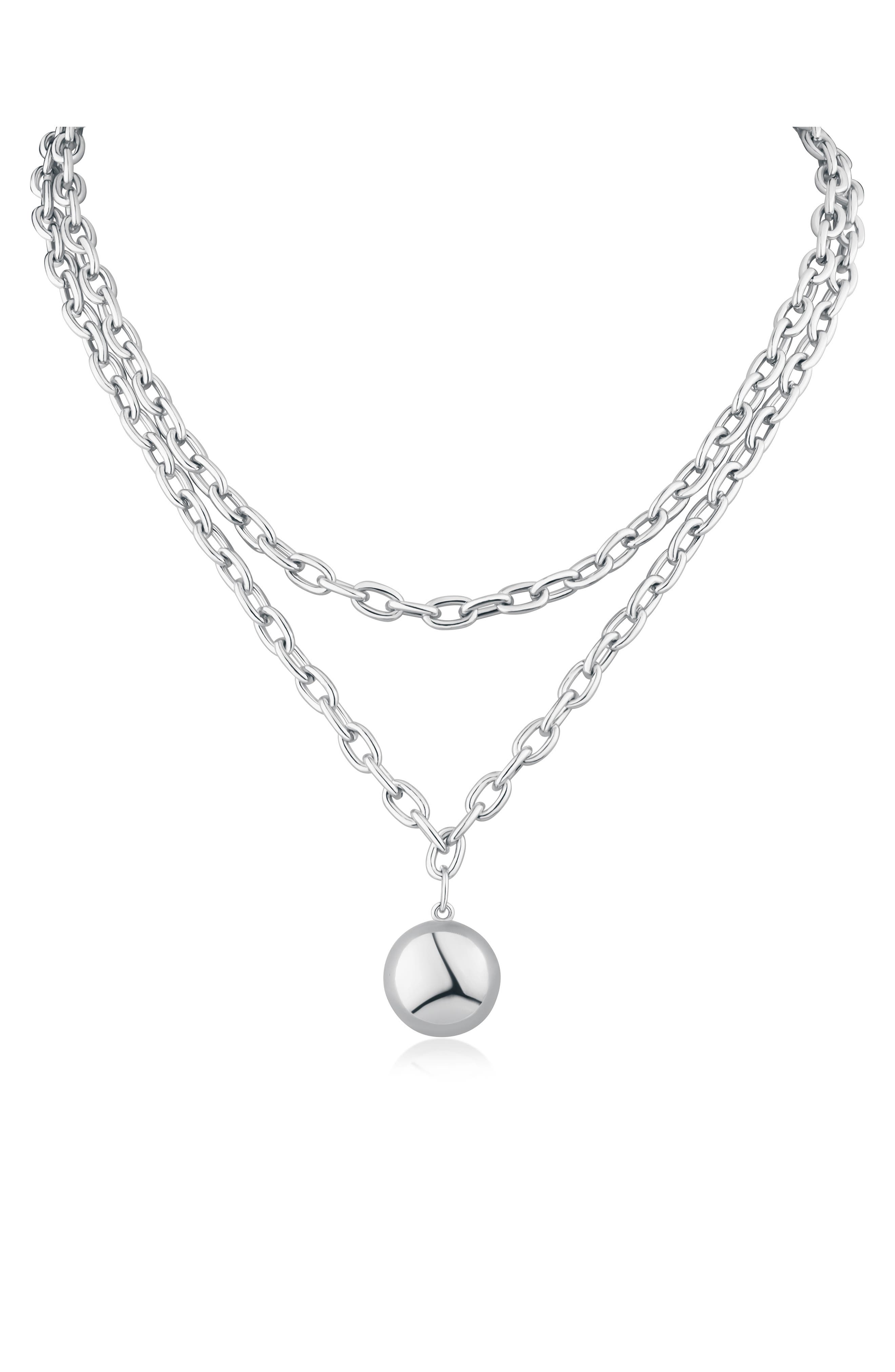 JARDIN Disc Pendant Layered Necklace