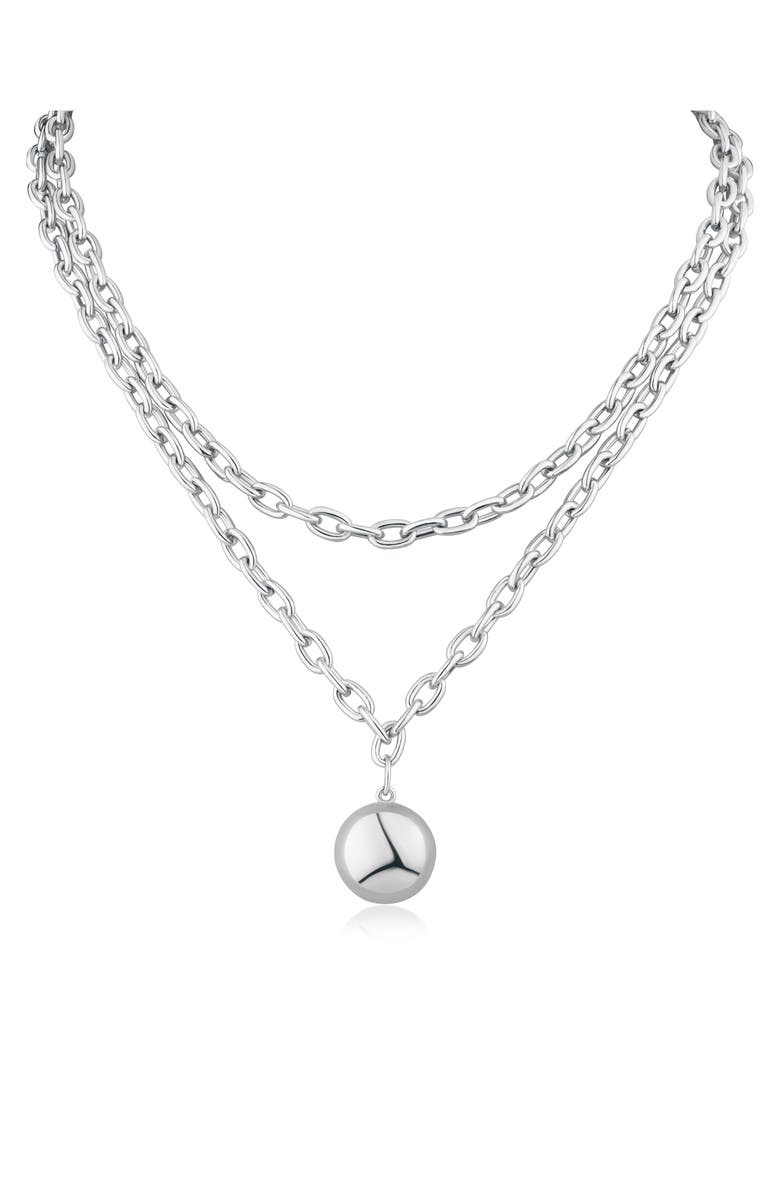 JARDIN Disc Pendant Layered Necklace, Main, color, Silver