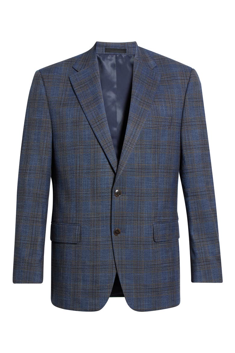 Check Wool Sport Coat, Alternate, color, LIGHT BLUE/ BROWN