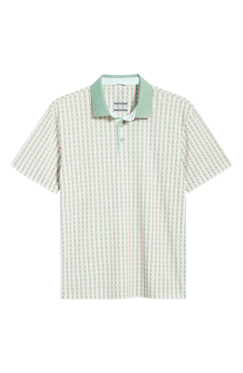 Swannies Greens Stripe 
Golf Ball Print Piqué Performance Golf Polo, Alternate, color, Basil