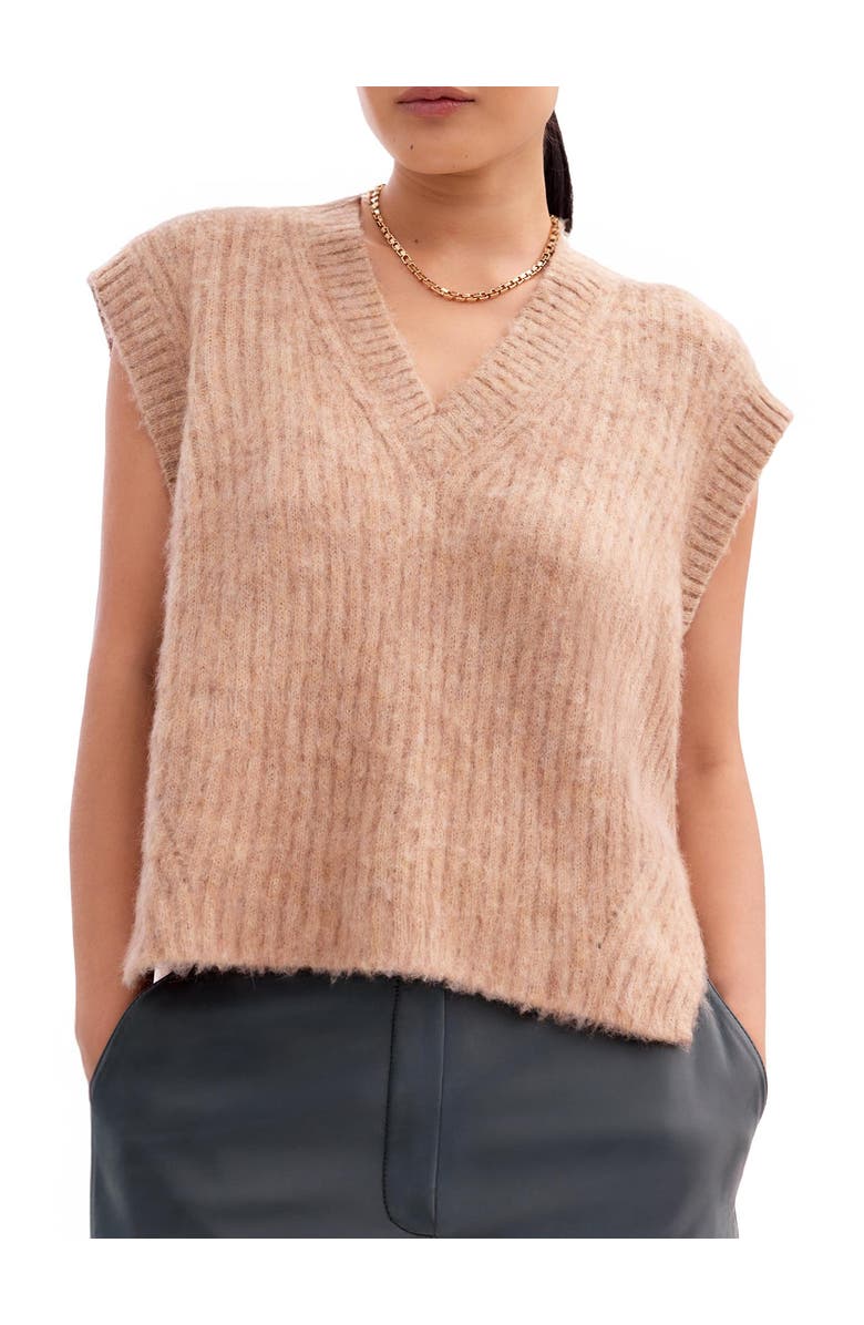 Ro&Zo Knit V-Neck Vest Jumper, Alternate, color, Caramel
