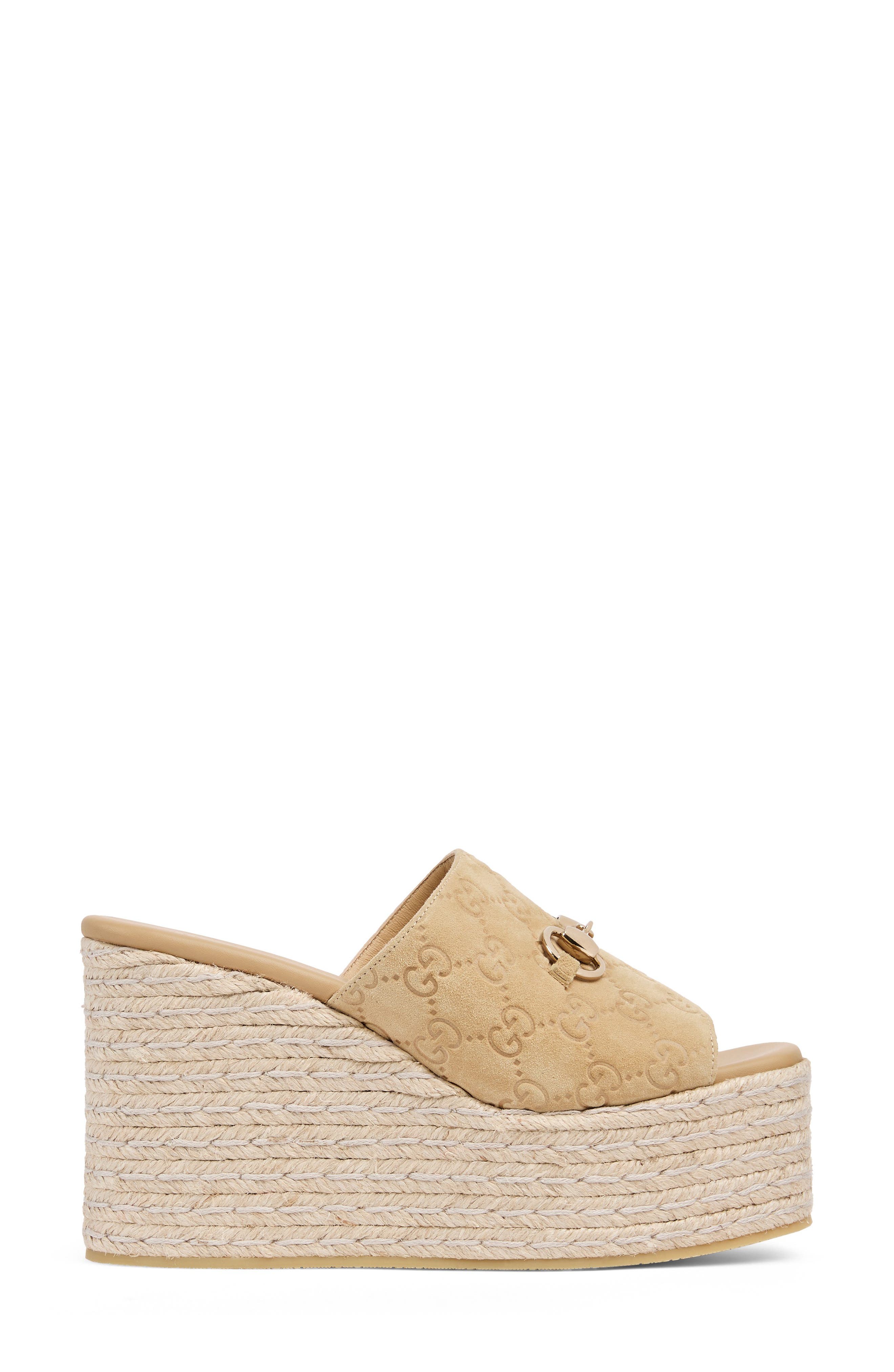 Gucci Carmen Espadrille Wedge Sandal, Alternate, color, Beige
