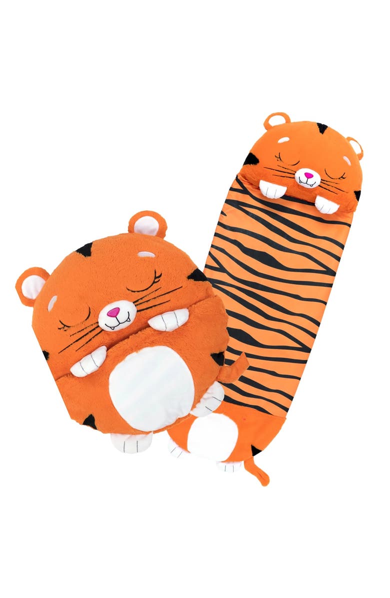 Happy Nappers Pillow & Sleepy Sack Large Tiger Tobi, 66 inch x 30 inch, Alternate, color, Orange