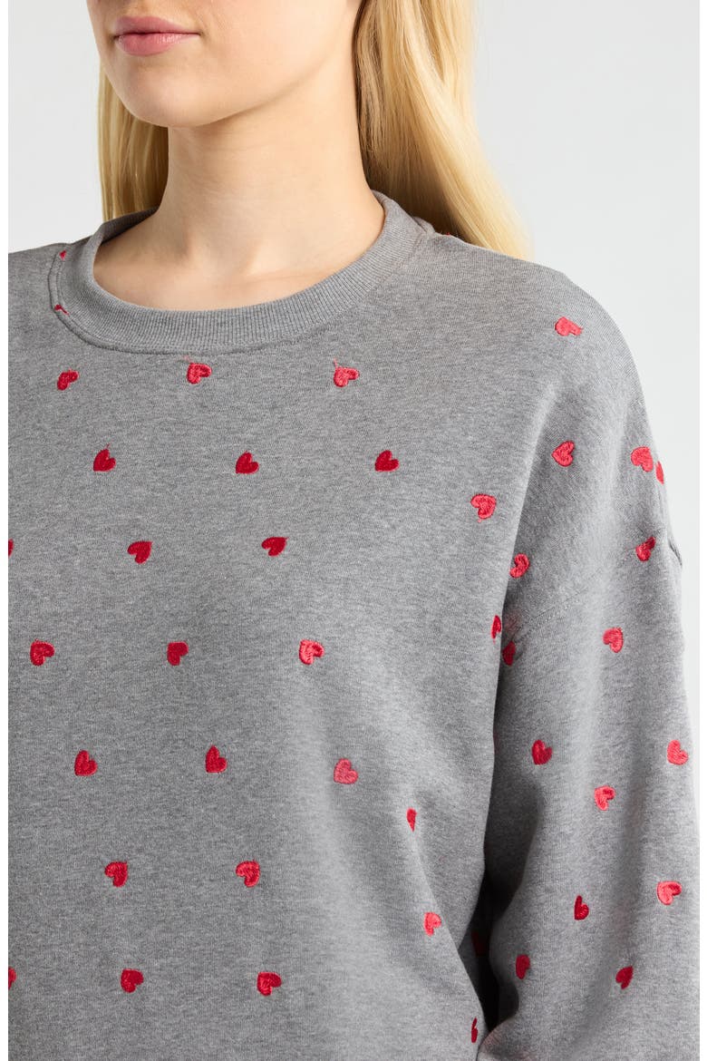 Devyn Embroidered Hearts Oversized Sweatshirt, Alternate, color, RED LOVE HEARTS