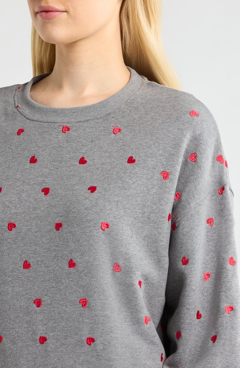 Beach Riot Devyn Embroidered Hearts Oversized Sweatshirt, Alternate, color, Red Love Hearts
