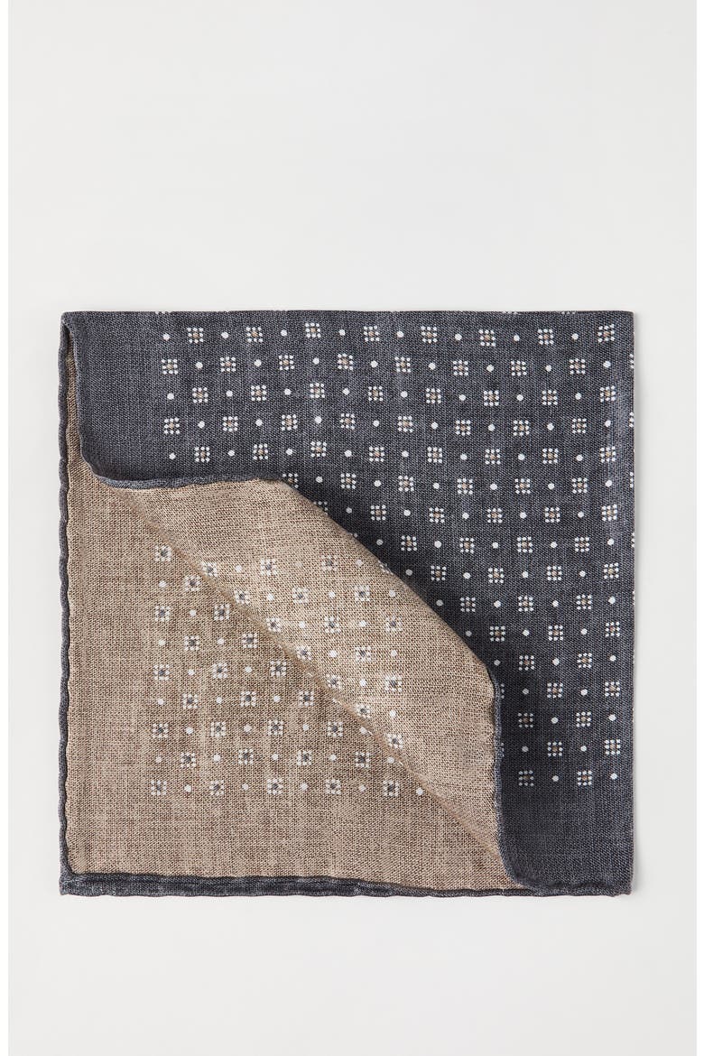 Pocket square with pattern, Alternate, color, Anthracite