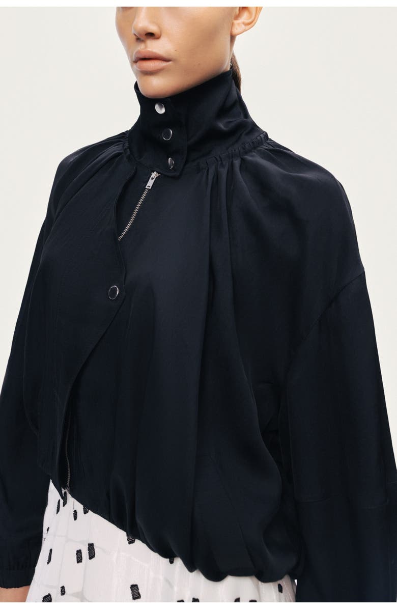 Nocturne High-Neck Gathered Jacket, Alternate, color, Black