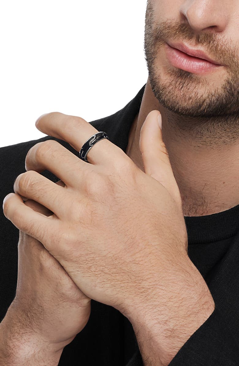 David Yurman Forged Carbon Band Ring in 18K White Gold, Alternate, color,