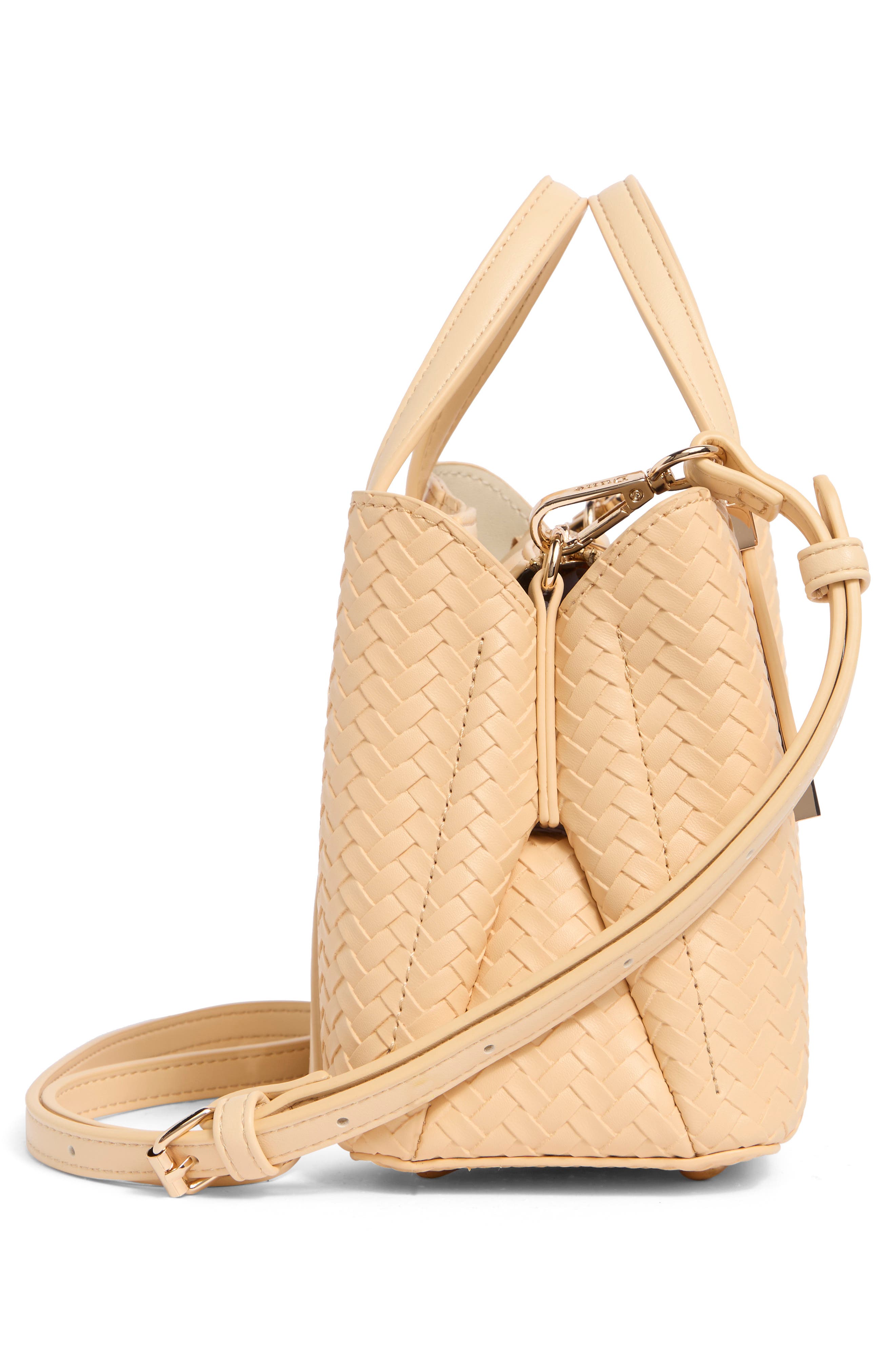 Dinky Dorrie Faux Leather Satchel, Alternate, color, LEMON