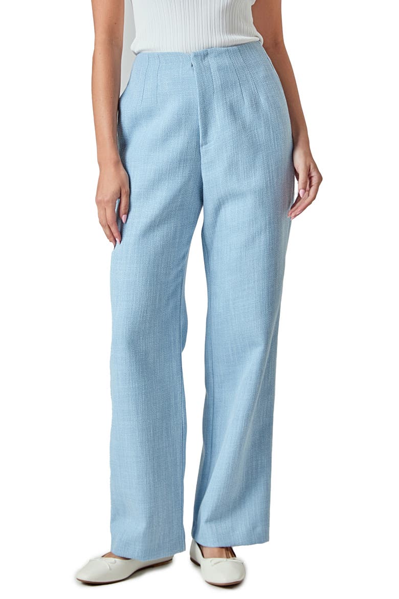 Clean Waist Relaxed Fit Tweed Pants, Main, color, BLUE