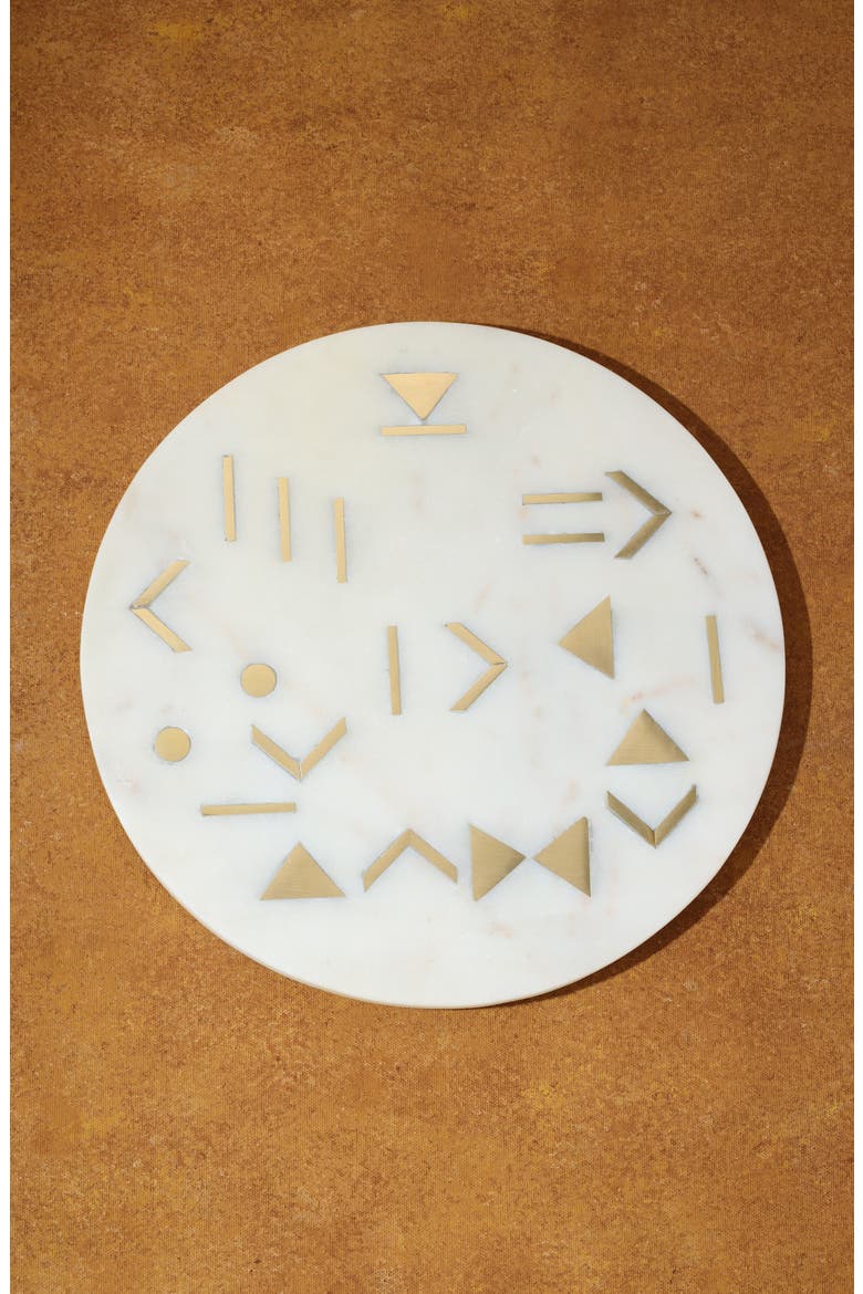 Aristocrat Geometric Marble Platter, Alternate, color, WHITE/ GOLD